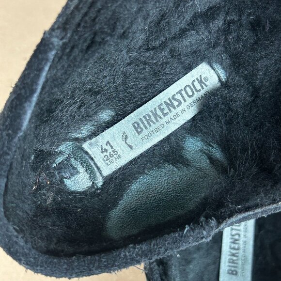 Birkenstock Buckley Suede Shearling Lined Mule Clogs Womens 10 Black Slip On - Picture 10 of 11